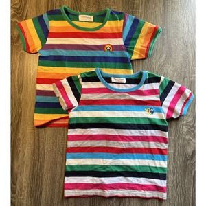 Mud Kingdom Girls Lot Of 2 T Shirts Size 120 Stripes Play Size 6-7